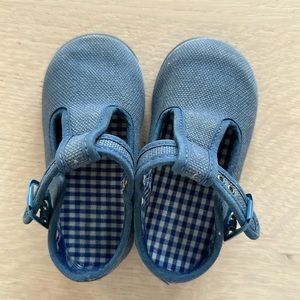 Toddler Blue Canvas T-strap Shoes - Size EU 22